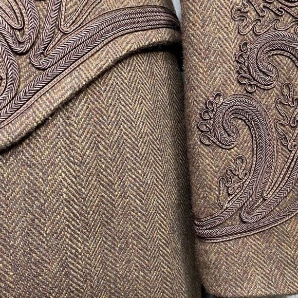 Ralph Lauren Brown Herringbone Lambswool Tweed Cap Sleeve Sheath Midi Dress - Picture 12 of 16